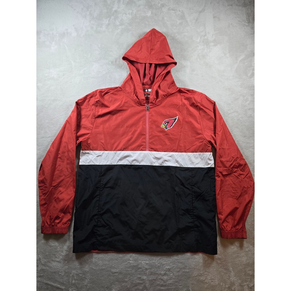 Arizona Cardinals Hoodie Jacket Mens L Red Black 1/2 Zip Windbreaker Light
